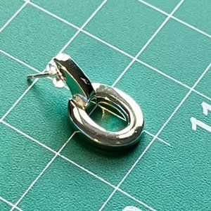 New Genuine 925 Sterling Silver Polished Oval Hinged Earrings Gift Box